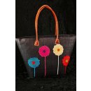 Raffia Bast Raphia Tasche Vierblumen 46 cm = Code G/blau