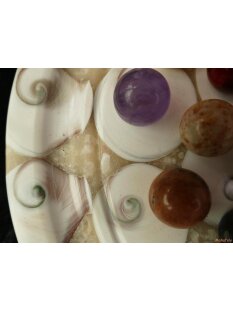 Solitairespiel aus Madagaskar Solit&auml;r mit Edelsteinkugeln 20 mm auf edlem Shiva Eys Brett