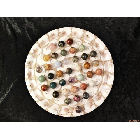 Solitairespiel aus Madagaskar Solit&auml;r mit Edelsteinkugeln 25 mm auf edlem Shiva Eys Brett