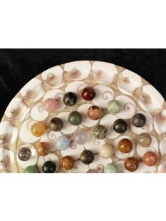 Solitairespiel aus Madagaskar Solit&auml;r mit Edelsteinkugeln 25 mm auf edlem Shiva Eys Brett