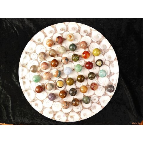 Solitairespiel aus Madagaskar Solit&auml;r mit Edelsteinkugeln 30 mm auf edlem Shiva Eys Brett