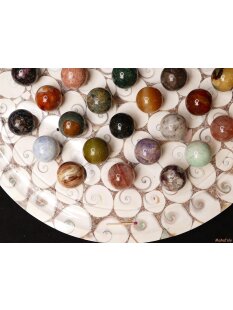 Solitairespiel aus Madagaskar Solit&auml;r mit Edelsteinkugeln 35 mm auf edlem Shiva Eys Brett