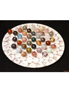 Solitairespiel aus Madagaskar Solit&auml;r mit Edelsteinkugeln 35 mm auf edlem Shiva Eys Brett