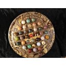Solitairespiel aus Madagaskar Solit&auml;r mit Edelsteinkugeln 30 mm auf edlem Septarien Brett