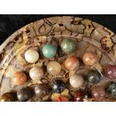 Solitairespiel aus Madagaskar Solit&auml;r mit Edelsteinkugeln 30 mm auf edlem Septarien Brett