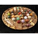 Solitairespiel aus Madagaskar Solit&auml;r mit Edelsteinkugeln 30 mm auf edlem Septarien Brett