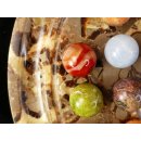 Solitairespiel aus Madagaskar Solit&auml;r mit Edelsteinkugeln 30 mm auf edlem Septarien Brett