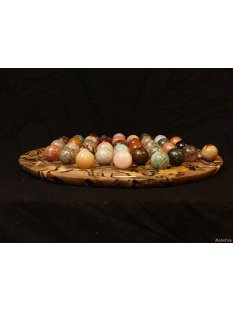 Solitairespiel aus Madagaskar Solit&auml;r mit Edelsteinkugeln 35 mm auf edlem Septarien Brett