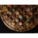 Solitairespiel aus Madagaskar Solit&auml;r mit Edelsteinkugeln 35 mm auf edlem Septarien Brett