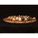 Solitairespiel aus Madagaskar Solit&auml;r mit Edelsteinkugeln 35 mm auf edlem Septarien Brett