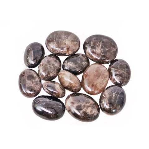 1 kg Handst&uuml;cken Handschmeichler Trommelstein Madagaskar Rauchquarz / Morion poliert