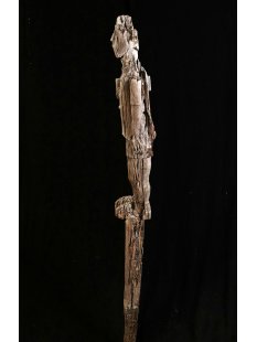 AL228 original AloAlo Totemskulptur der Sakalava Amtsperson mit Dokumententasche 155 cm antik ca. 1900