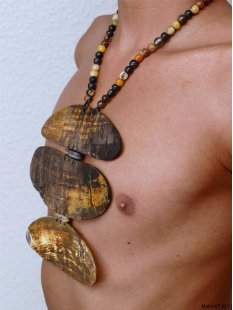 Hornkette Hamulett Rohhorn gecremt  52 cm = Code I