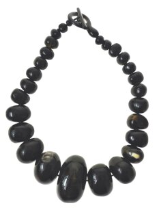 Hornkette Oceanstone schwarz poliert 45 cm = Code I