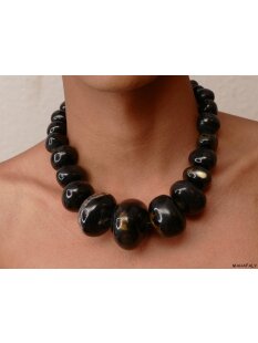 Hornkette Oceanstone schwarz poliert 45 cm = Code I