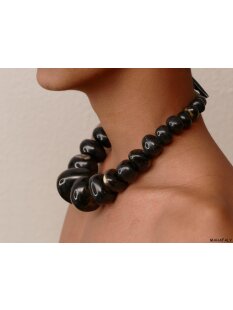 Hornkette Oceanstone schwarz poliert 45 cm = Code I