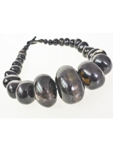 Hornkette Oceanstone schwarz poliert 45 cm = Code I