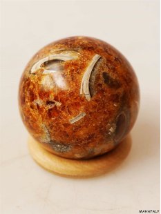 K85 Steinholz fossiles Holz silifiziert Kugel Madagaskar...