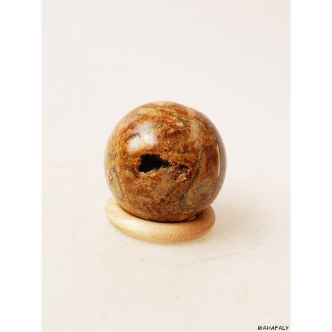 K120  fossiles und versteinertes Holz silifiziert Kugel Madagaskar  470 g D 68 mm