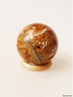 K121  fossiles und versteinertes Holz silifiziert Kugel Madagaskar  270 g D 57 mm