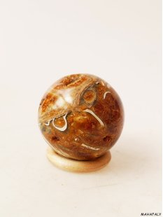 K121  fossiles und versteinertes Holz silifiziert Kugel Madagaskar  270 g D 57 mm