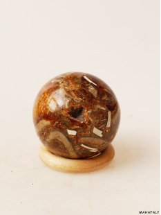 K124  fossiles und versteinertes Holz silifiziert Kugel...