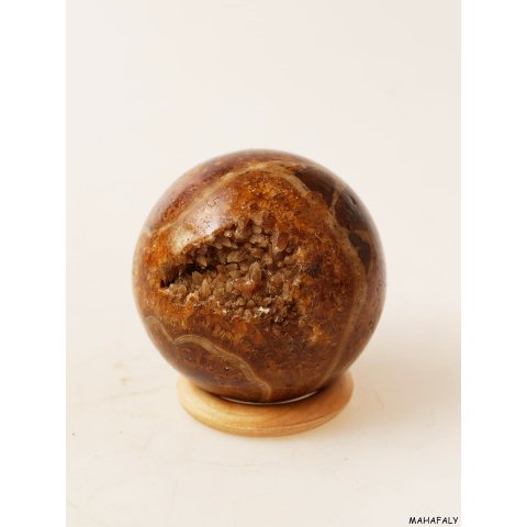 K127  fossiles und versteinertes Holz silifiziert Kugel Madagaskar  560 g D 72 mm