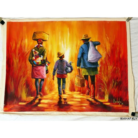 &Ouml;lgem&auml;lde Nr.04 von Radafa 80 x 60 cm Familie wandert in die Ferne