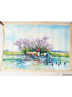 &Ouml;lgem&auml;lde Nr.06 von Eric 90 x 60 cm Im Reisfeld