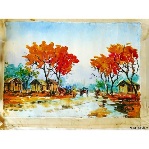 &Ouml;lgem&auml;lde Nr.21 von Eric 45 x 30 Rickschas im Schlamm