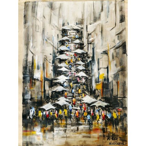 &Ouml;lgem&auml;lde Nr.22 von Eric 45 x 30 Treppe am Analakely