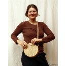 Raffia Bast Raphia Umh&auml;ngetasche Disc natur 20 cm Code wei&szlig;