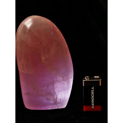 RQS03 Rosenquarz Skulptur poliert Freeform 13 cm original Madagaskar 850 g