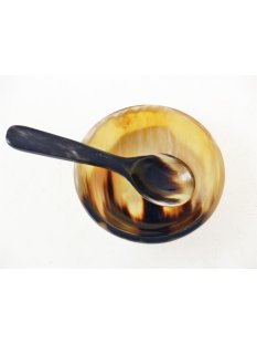 Horn Schale klein  6,5 cm rund mit L&ouml;ffel=  Code C