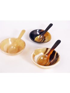 Horn Schale klein  6,5 cm rund mit L&ouml;ffel=  Code C