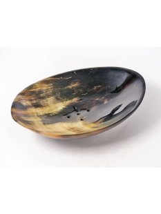 Horn Seifenschale mit Fu&szlig; oval 17 x 13 cm 1A...