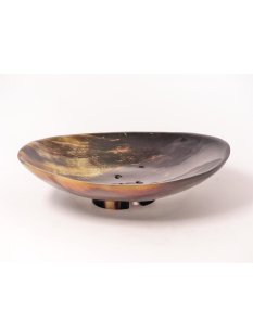 Horn Seifenschale mit Fu&szlig; oval 17 x 13 cm 1A Qualit&auml;t = Code E