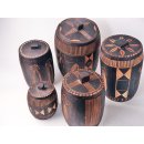 Boite &acute;de Mahafaly Vorratsdosen aus Weichholz mit naiver Brandmalerei ca. 12  cm hoch  = Code C