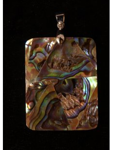 Perlmutt Anh&auml;nger echt Abalone einseitig rechteckig...