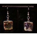 1 Paar Ohrh&auml;nger Perlmutt echte Abalone Metallfassung Quadrat 1,2 cm = Code C
