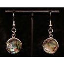 1 Paar Ohrh&auml;nger Perlmutt echte Abalone Metallfassung rund D 1,2 cm = Code C