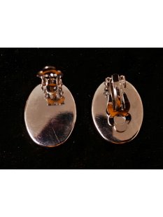 1 Paar Ohrclips Perlmuttechte  Abalone Metallfassung oval 3  cm = Code D