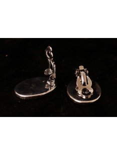 1 Paar Ohrclips Perlmuttechte  Abalone Metallfassung oval 3  cm = Code D