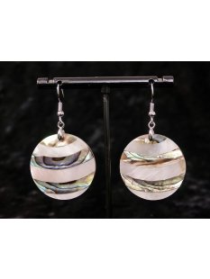 1 Paar Ohrh&auml;nger Perlmutt echte Abalone/Shell rund 5...