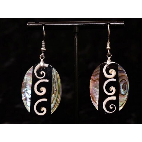 1 Paar Ohrh&auml;nger Perlmutt echte Abalone/Shell oval 5 x 3 cm = Code D