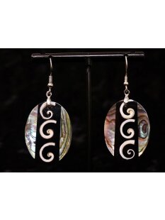 1 Paar Ohrh&auml;nger Perlmutt echte Abalone/Shell oval 5 x 3 cm = Code D