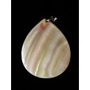 Perlmutt Anh&auml;nger echt wei&szlig;e Irismuschel tropfenf&ouml;rmig beidseitig 5 x 3 cm = Code D