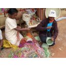 Sahafa Raphia Flachschale Wanddeko geometrische Spiral Muster schwarz D 20 cm = Code C