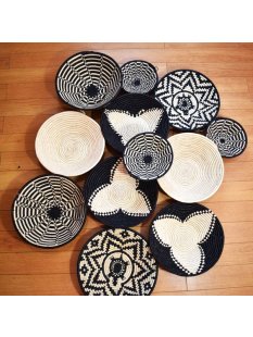 Sahafa Raphia Flachschale Wanddeko geometrisches Sternensymbol D: 23 cm = Code D