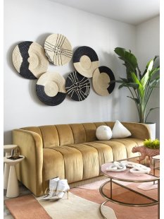 Sahafa Raphia Flachschale Wanddeko geometrisches Sonnensymbol schwarz D: 30 cm = Code E